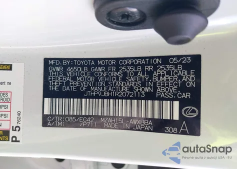 2024 Lexus Ux 250H Premium from USA, damaged, VIN JTHP9JBH1R2072113